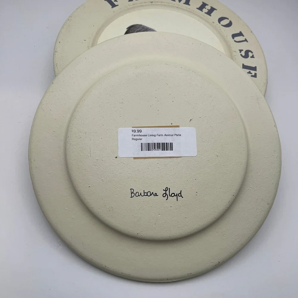Barbara Lloyd Farmhouse Living Sheep Decorative Plates Set of 4 Cream Rustic 9in
